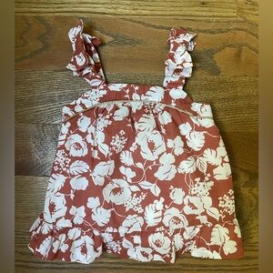 Janie and Jack Floral Tank Top - Rust and White